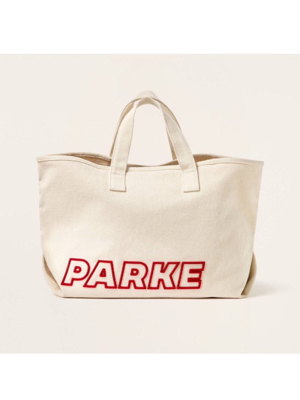 Parke x Target Cream Canvas Tote with Bold Red Lettering-Large